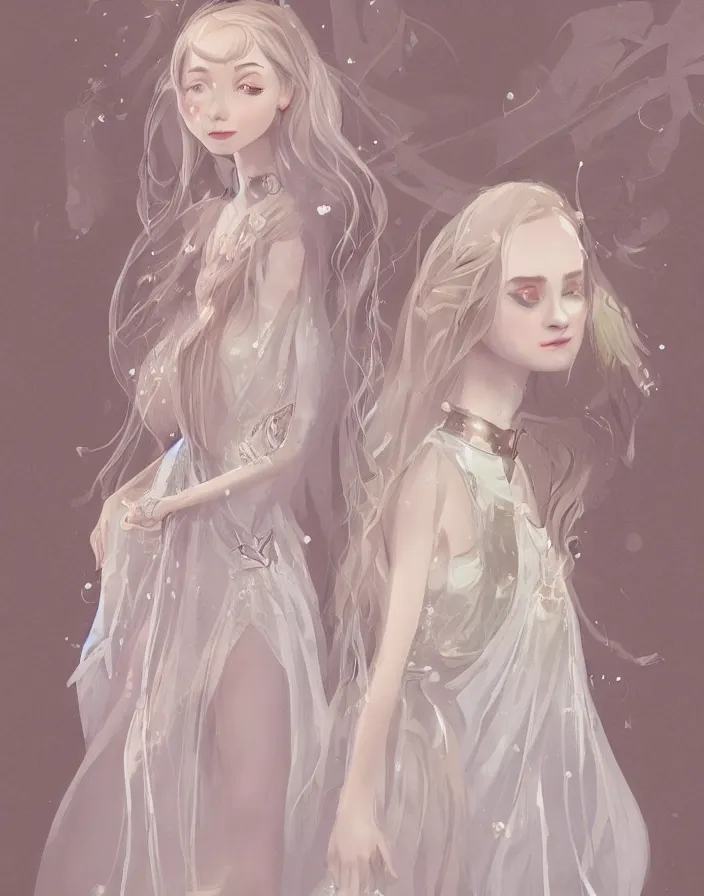 Image similar to A young female wizard in delicate magical dress + concept art + detailed character portrait