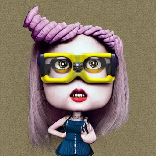 Prompt: Grimes as a minion, hyper realistic, very detailed