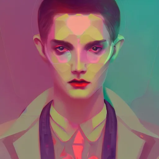 Prompt: portrait handsome androgynous sci - fi girl, blade runner 2 0 4 9, futuristic metropolis, digital art, pop art by hsiao - ron cheng