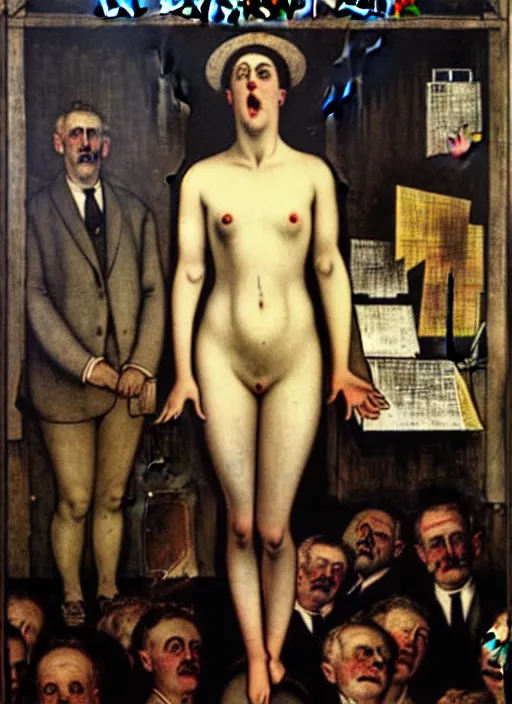 Image similar to The Abandon of Euphoria, Election Poster, by Paul Delvaux, 1900s, 8k