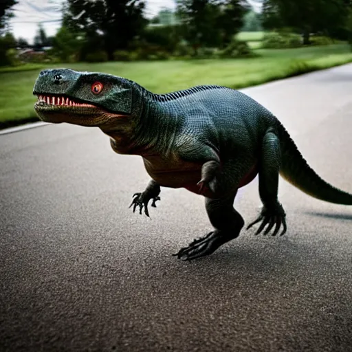 Prompt: a small t-rex walking to school, National Geographic photography, as coherent as Dall-E 2