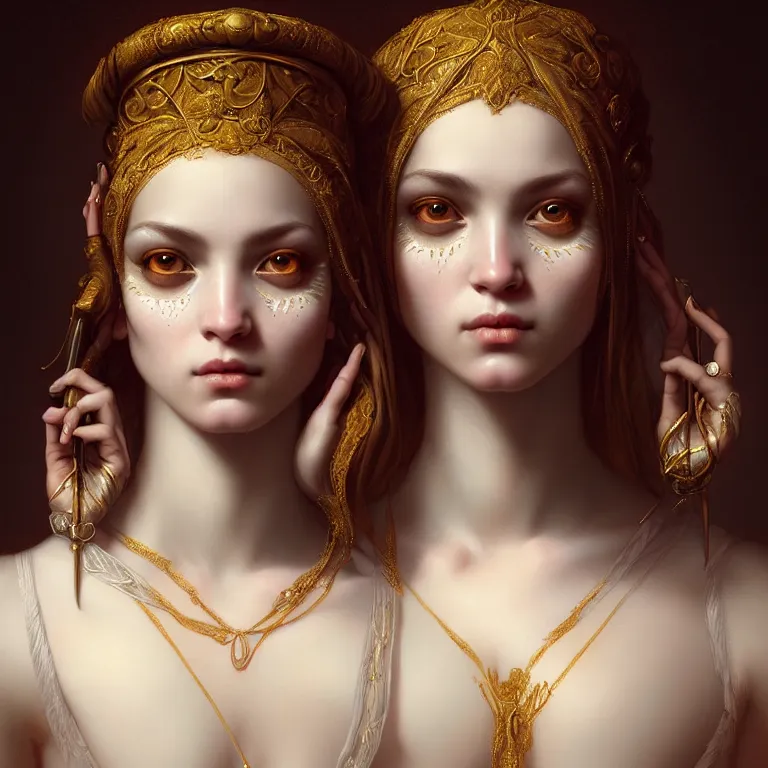 Prompt: epic professional symmetrical digital art of sweet eyes, clear skin, accent lighting, painted, intricate, detailed, cheery, fun, effervescent, by roberto ferri, epic, stunning, gorgeous, much wow, much detail, cinematic, masterpiece, unreal engine render