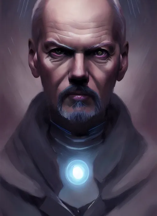 Image similar to « a portrait o cyberpunk vladimir lenin, glowing eyes, a digital painting by charlie bowater, featured on cgsociety, fantasy art, behance hd, wiccan, artstation hd »