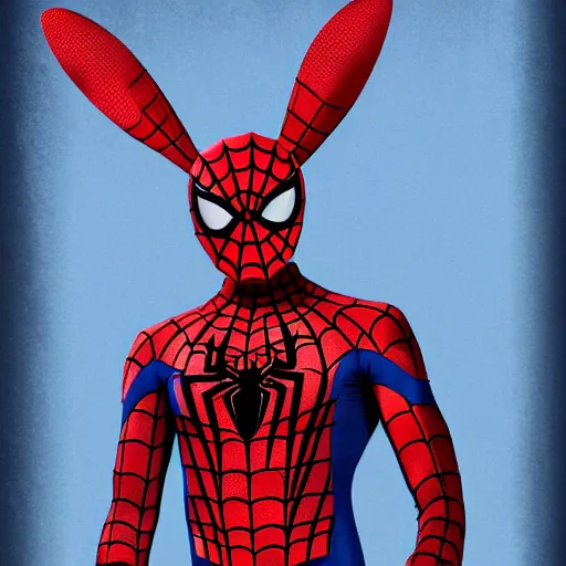 Prompt: spiderman suit with bunny ears, digital art, high definition