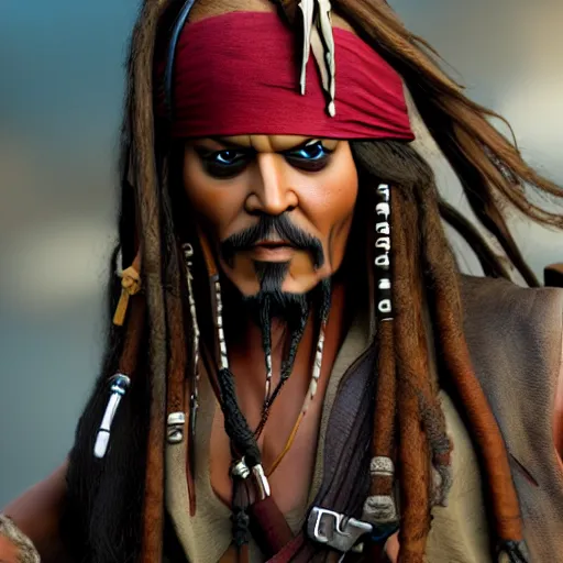 Image similar to jack sparrow action figures, unreal engine, high resolution