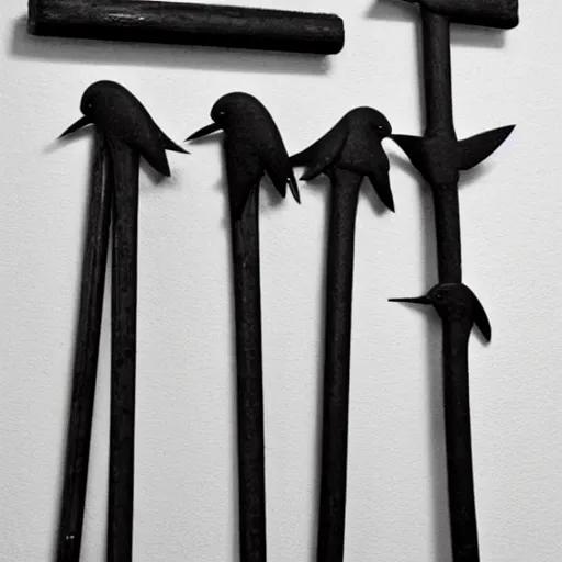 Prompt: a crowbar made out of crows