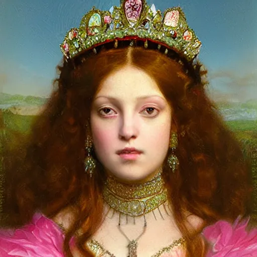 Prompt: portrait of a pink queen, by howard david johnson