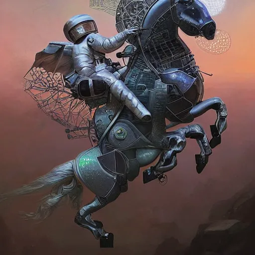 Image similar to horse, riding on astronaut, industrial sci - fi, by mandy jurgens, ernst haeckel, james jean