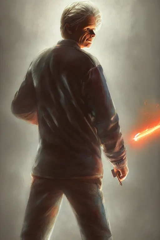 Image similar to character art by bastien lecouffe - deharme, marty mcfly from back to the future 2 ( 1 9 8 5 ), absolute chad