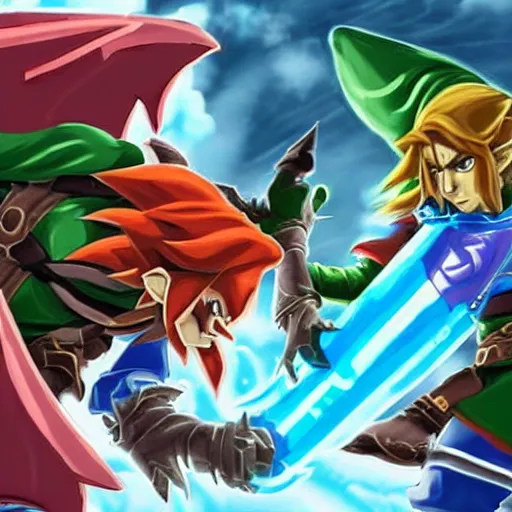 Prompt: link and ganon fight