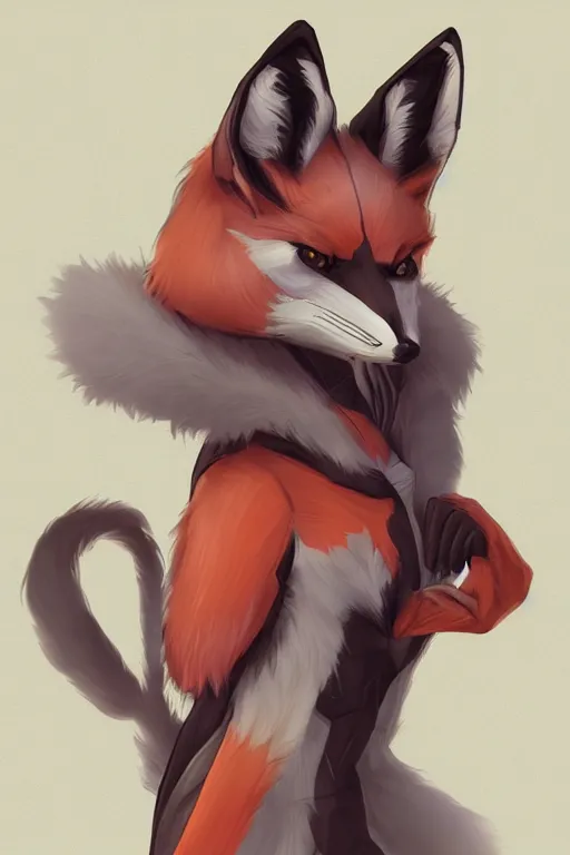 Image similar to a fox fursona, trending on artstation, by kawacy, furry art, digital art, cyberpunk
