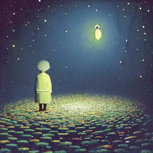 Image similar to kentucky fried chicken unified, lively by john atkinson grimshaw, by gediminas pranckevicius. a beautiful digital art. the abyss above him shone with unflickering stars. one of the dots of light was earth. he didn't know which one.