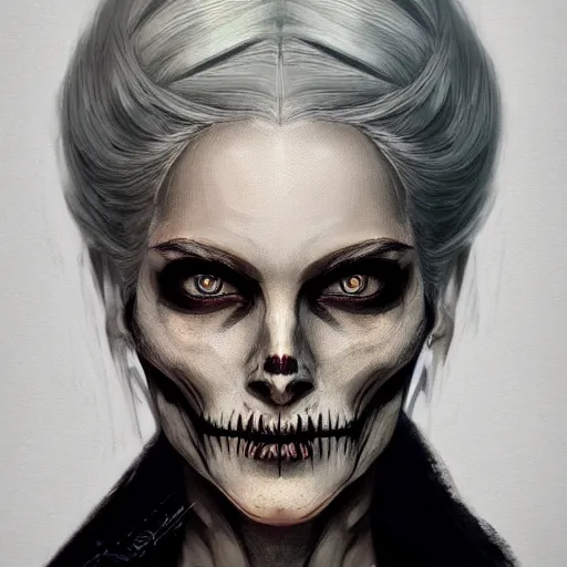 Image similar to portrait painting iris von everec, skeleton, the witcher, artstation, detailed