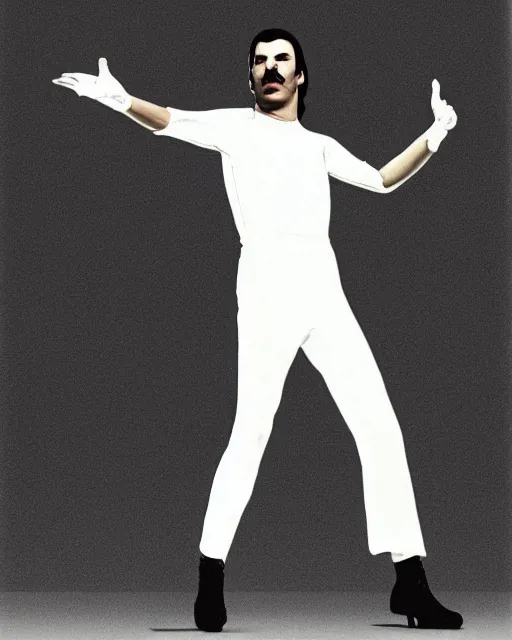 Prompt: clean white pristine minimalist volumetric Freddie Mercury by Jules Julien