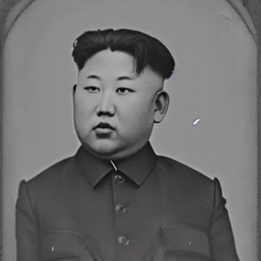 Image similar to A daguerreotype photograph of Kim Jong Un.