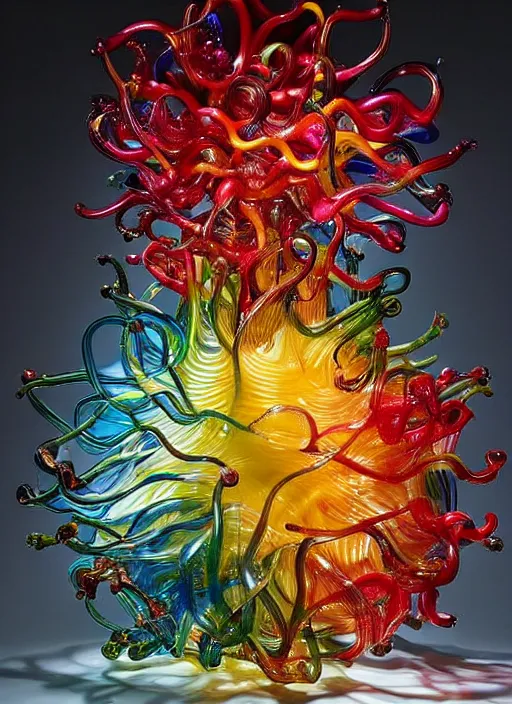 Prompt: an office desk light designed by dale chihuly