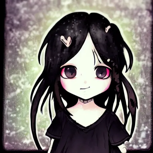 Image similar to punk little girl, profile picture, grunge fashion, reflection, cute artwork, inspired by made in abyss, gothic style