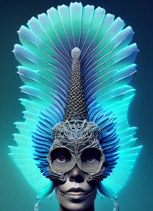 Image similar to 3 d goddess profile portrait, sigma 5 0 0 mm f / 5. beautiful intricate highly detailed quetzalcoatl skull and feathers. bioluminescent, plasma, lava, ice, water, wind, creature, thunderstorm! artwork by tooth wu and wlop and beeple and greg rutkowski, 8 k trending on artstation,