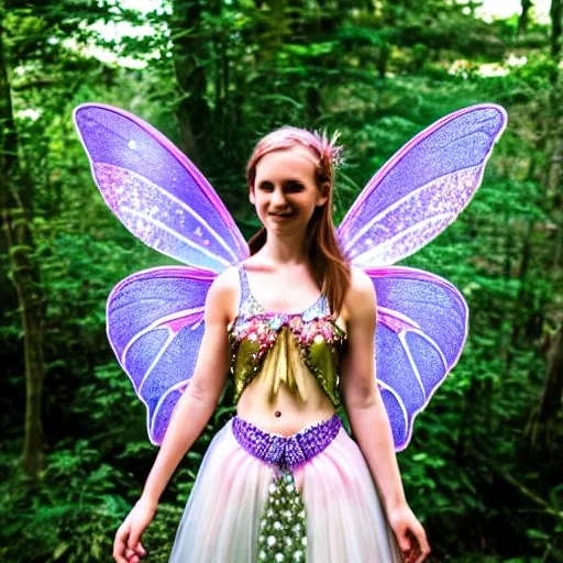 Image similar to photo of a real-life beautiful fairy with bejewelled armour