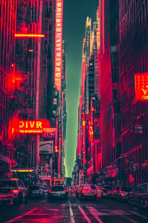 neon streets of new york, 4 k, award winning photo | Stable Diffusion ...