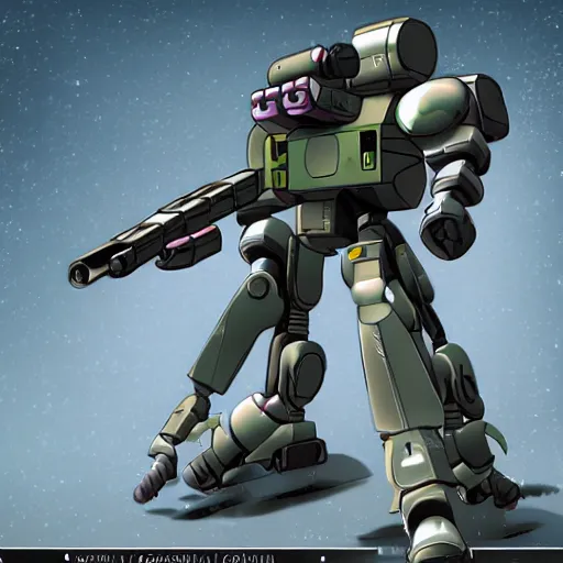 Image similar to combat mech sniper railgun scope long distance sniper space sniper robot