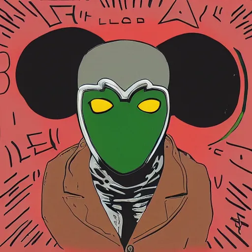 Image similar to MF DOOM, the mouse and the mask, album cover art