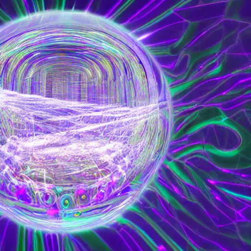 Image similar to ( ( ( psychonautist ) ) ) in a crystal sphere, digital art, award winning, volumetric lighting