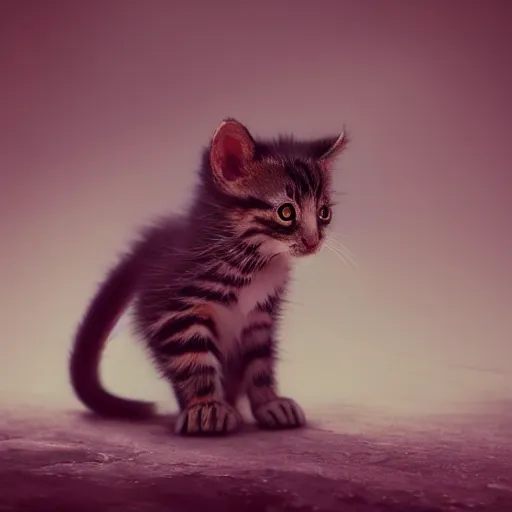 Image similar to a wonky kitten, strange color , dramatic lighting, cinematic, establishing shot, extremely high detail, foto realistic, cinematic lighting, post processed, concept art, high details, cinematic, 8k resolution, beautiful detailed, photorealistic, digital painting, artstation, concept art, smooth, sharp focus, artstation trending, octane render, unreal engine