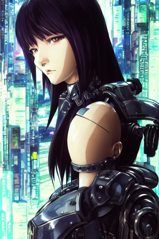 Image similar to portrait Anime cyberpunk cyborg girl in mechanical armor, blame, cute-fine-face, black-hair pretty face, realistic shaded Perfect face, fine details. Anime. Warhammer 40000, realistic shaded lighting by Ilya Kuvshinov katsuhiro otomo ghost-in-the-shell, magali villeneuve, artgerm, rutkowski, WLOP Jeremy Lipkin and Giuseppe Dangelico Pino and Michael Garmash and Rob Rey and Tsutomu Nihei