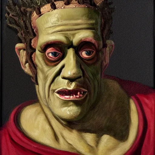 Image similar to artistic portrait of the creature of frankenstein