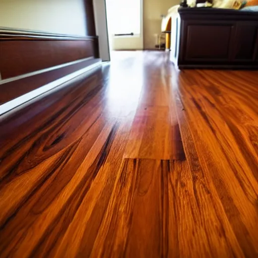 Prompt: Roomba with a Knife is Coming After You! Living Room Hardwood Floor, Low Angle, Dramatic