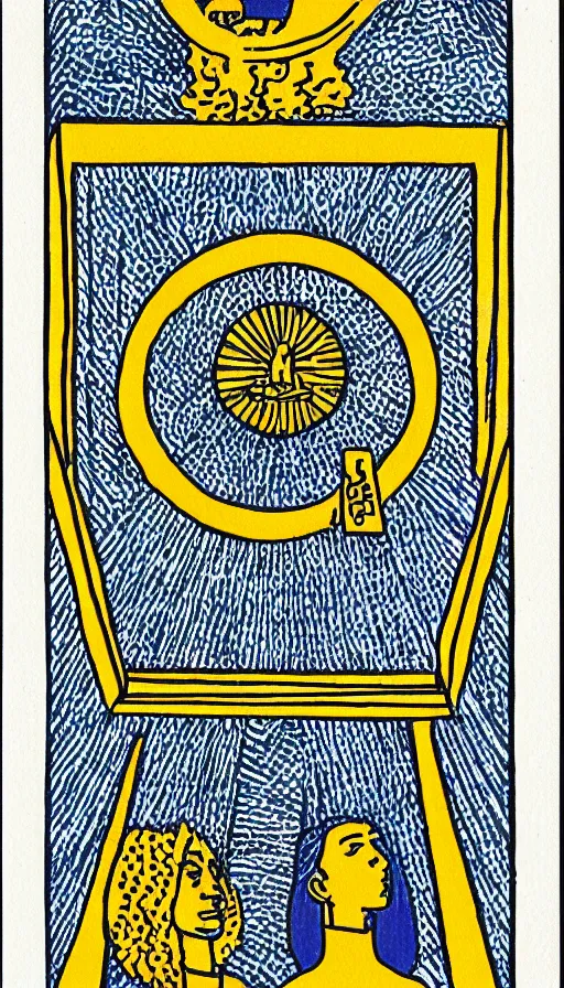 Image similar to the 3 of cups tarot card illustrated by sol lewitt