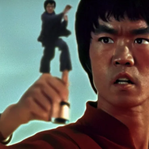 Prompt: bruce lee as luke skywalker in star wars episode 3, 8k resolution, full HD, cinematic lighting, award winning, anatomically correct