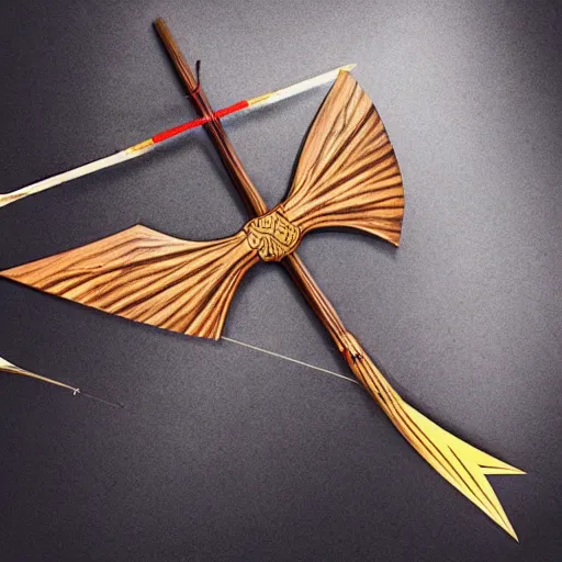 Prompt: a fantasy art bow and arrow with a quiver