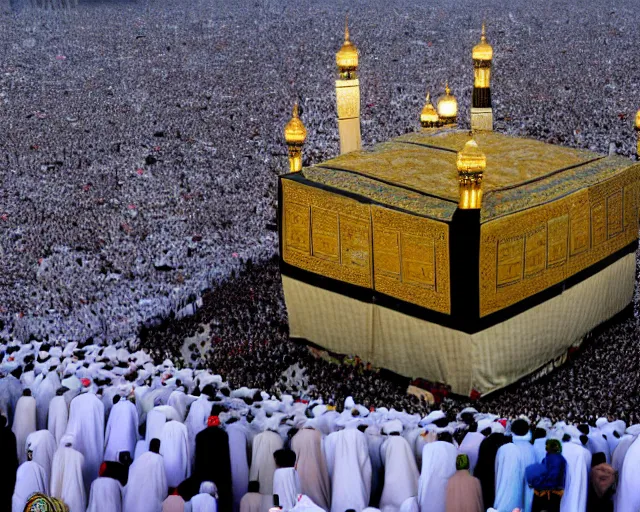 Prompt: 10,100 adoring lovers surrounding the kaaba in mecca