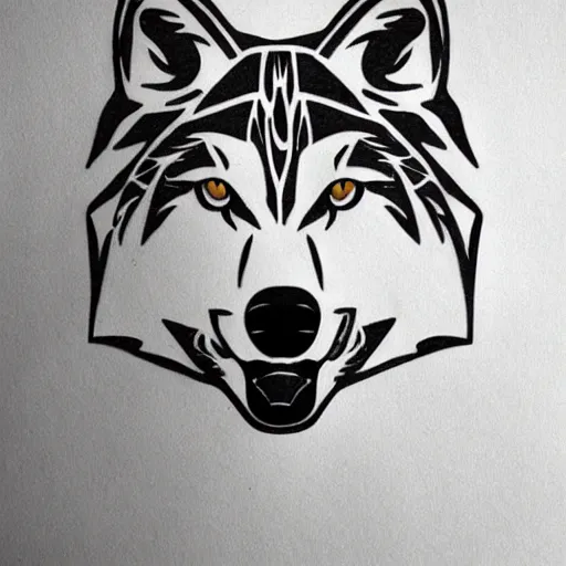 wolf face stencil tattoo