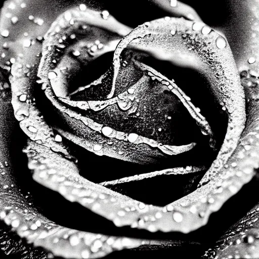 Image similar to award - winning macro of a beautiful black rose made of glowing molten magma