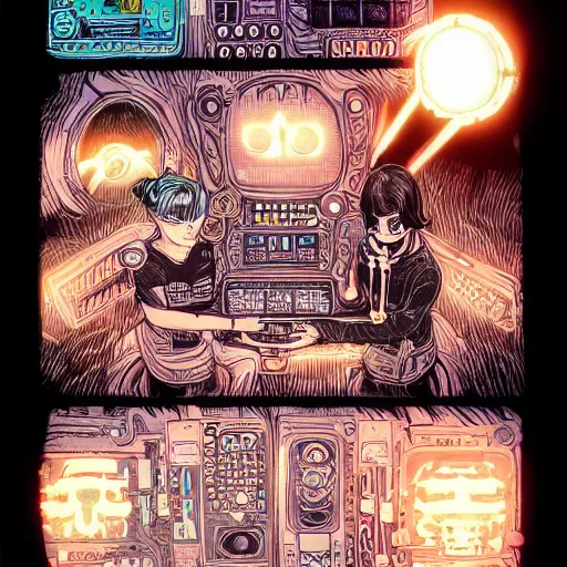 Image similar to ancient technology relic with glowing parts in the dark, by harumi hironaka and laurie greasley