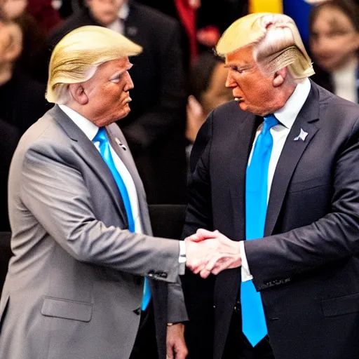 Image similar to donald trump and magnus carlsen shaking hands