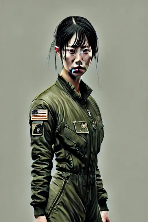 Prompt: epic professional digital art of very attractive female asian wearing air force jumpsuit, painting, by leesha hannigan, iris van herpen, artstation, cgsociety, wlop, epic, much wow, much detail, gorgeous, detailed, cinematic, masterpiece