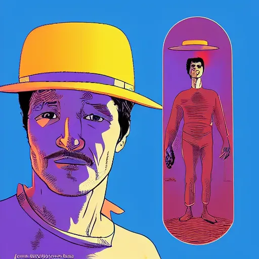 Image similar to “ pedro pascal retro minimalist portrait by jean giraud, moebius starwatcher comic, 8 k ”