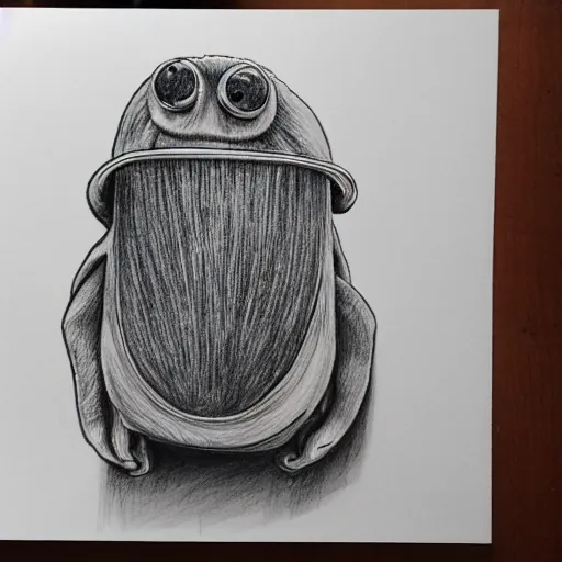 Prompt: pencil drawing of a tardigrade on a skateboard