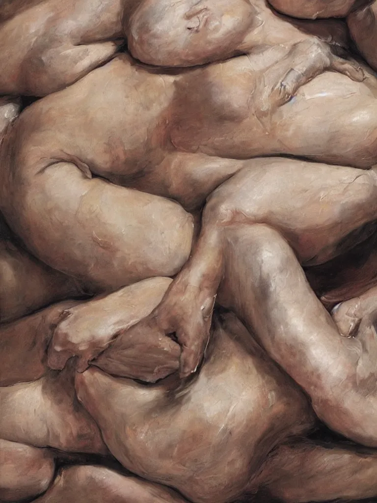 Image similar to Jenny Saville female body on a bed