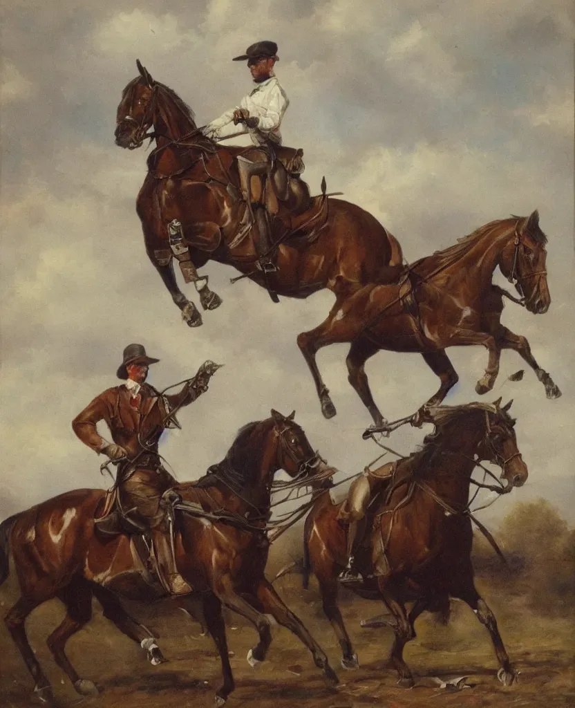 Prompt: painting by hagan robert, a man on a horse