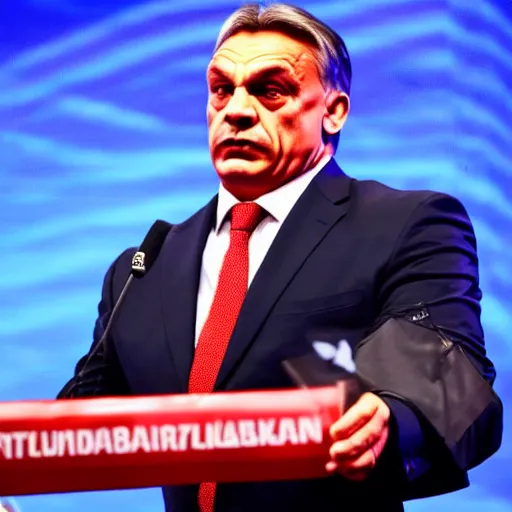 Prompt: pumped up muscled hungarian prime minister viktor orban as a wwe wrestler, real life photograph, award winning photograph, 4 k