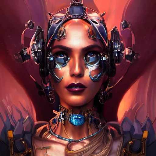 Image similar to portrait of a beautiful cybernetic queen of the damned, cyberpunk concept art by pete mohrbacher and artgerm and wlop and greg rutkowski and deathburger, digital art, highly detailed, intricate, sci-fi, sharp focus, Trending on Artstation HQ, deviantart, unreal engine 5, 4K UHD image