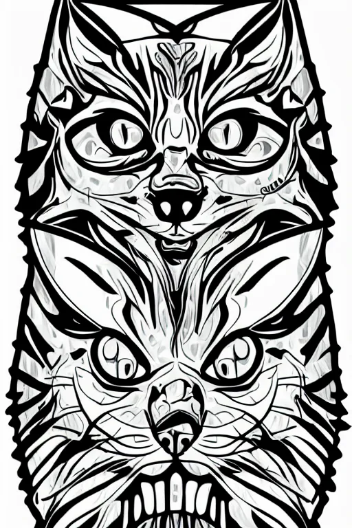 Image similar to demon cat, art by brian miller, sticker, colorful, illustration, highly detailed, simple, smooth and clean vector curves, no jagged lines, vector art, smooth