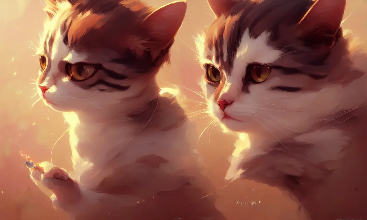 Image similar to cute cartoon cat, sharp focus, illustration, highly detailed, digital painting, concept art, matte, art by wlop and artgerm and greg rutkowski and alphonse mucha, masterpiece