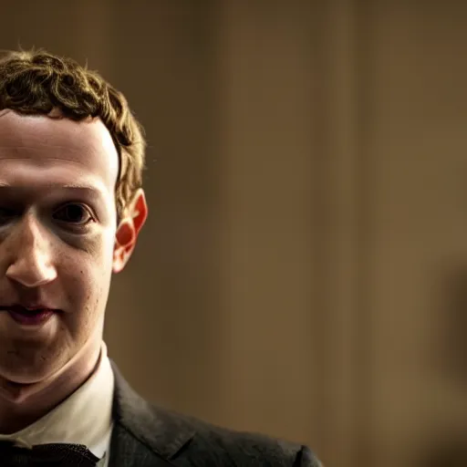 Prompt: Mark Zuckerberg as Calvin Candie in Django Unchained, movie still, EOS-1D, f/1.4, ISO 200, 1/160s, 8K, RAW, unedited, symmetrical balance, in-frame, Sony Vision