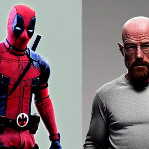 Prompt: deadpool and walter white real photo.